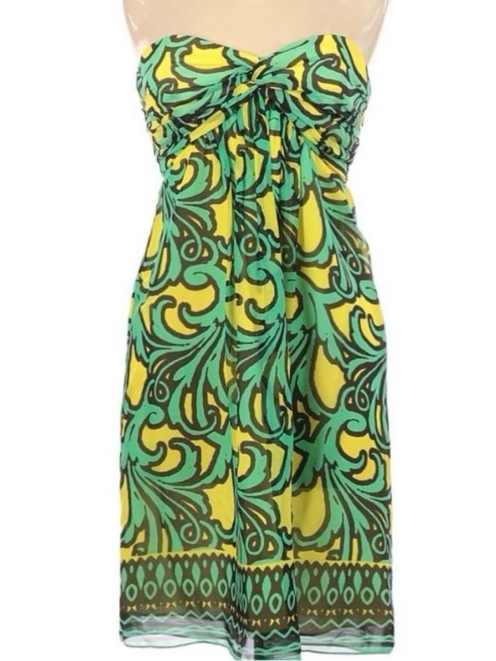 Milly Strapless Chiffon Paisley Print Dress Size 8